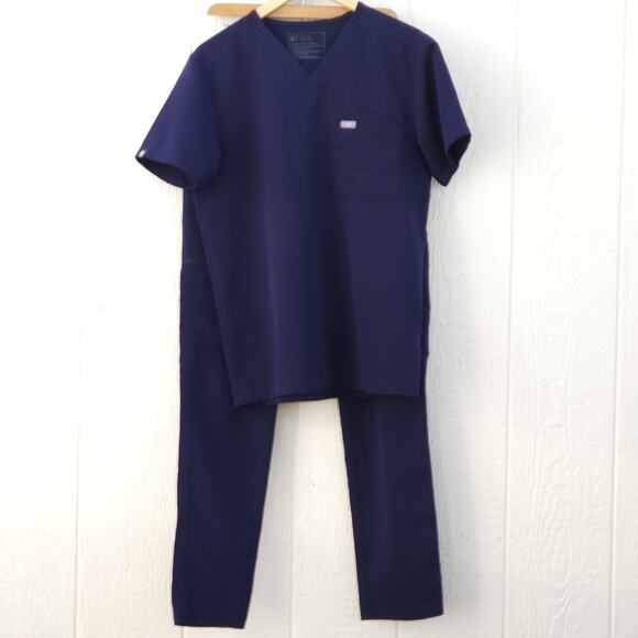 Figs Technical Collection Women Scrub Set Small Blue Leon Nurse Uniform Workwear - Picture 1 of 11